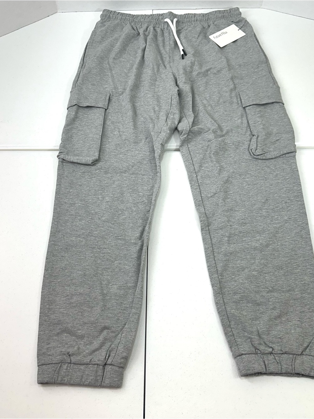 Women’s Future Flow Gray Cargo Jogger Pants - Elastic Waist & Drawstring XL New